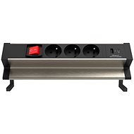 IN Table socket rail with 3 sockets, USB A+C and switch - Surge Protection Socket Strip