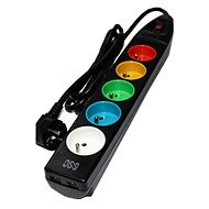 IN Surge protector with coloured sockets 1.5m, 5 sockets, 2xUSB - Surge Protector 