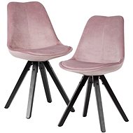 Brüxxi Jídelní židle Ruby (SET 2 ks), samet, růžová / černá - Jídelní židle