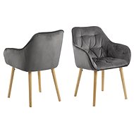 Jídelní židle Brooke (set 2ks), samet, šedá - Dining Chair