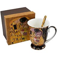 Home Elements Mug with spoon 280 ml, Klimt Kiss black - Mug
