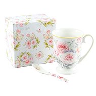 Home Elements Porcelain mug 280 ml with spoon, Rose - Mug