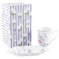 Home Elements Porcelain mug 360 ml with coaster, Lavender - Mug