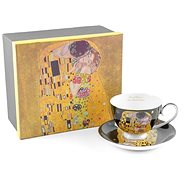 Home Elements Porcelain cup 250 ml, with coaster, Klimt, Kiss dark - Cup