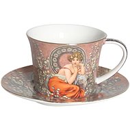 Home Elements Porcelain cup 350 ml with saucer, Mucha dark - Mug