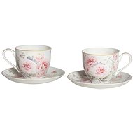 Home Elements Set of 2 porcelain mugs 270 ml with saucers, Rose - Set of Cups