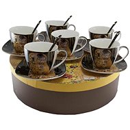 Home Elements Set of 6 - cups 250 ml with saucers and spoons, Klimt, Kiss dark - Set of Cups