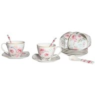 Home Elements Set of 6 cups 250 ml with saucers and spoons, Rose - Set of Cups