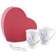 Home Elements Set of two porcelain mugs 280 ml with spoons, Lavender - Mug