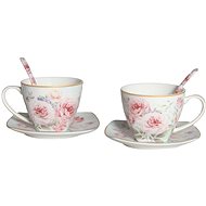 Home Elements Set of two cups 250 ml, with saucers and spoons, Rose - Set of Cups
