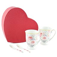 Home Elements Set of two cups 280 ml with spoons, rose decor - Mug