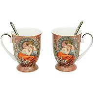 Home Elements Sada dvou šálků 280 ml se lžičkami, Mucha tmavý - Set of Cups