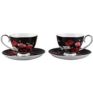 Home Elements Set dvou šálků s podšálky Máky černé - Set of Cups