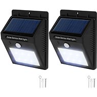 Tectake 2 Outdoor LED Wall Light with integrated solar panel and motion detector, black - Garden Lighting