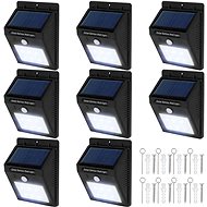 Tectake 8 Outdoor LED wall lights integrated solar panel and motion detector, black - Garden Lighting