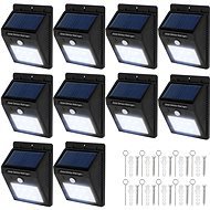 Tectake 10 Venkovních nástěnných svítidel LED integrovaný solární panel a detektor pohybu, černá - Zahradní osvětlení