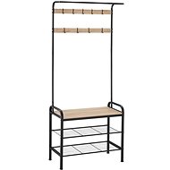 Tectake Shoe rack with shoe rack, 73,5×36×184cm, Industrial light wood, Sonoma oak - Coat Hanger