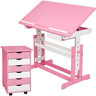 Tectake Growing Desk with Mobile Container Pink - Kids' Desk