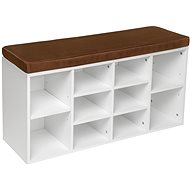 Tectake Botník se sedákem 103,5x48x30cm, hnědo/bílý - Shoe Rack