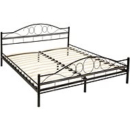 Tectake Romance metal double bed including slatted grating, 200 × 180 cm, black/black - Bed