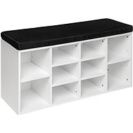 Shoe rack with seat 103,5 × 48 × 30 cm black/white - Shoe Rack