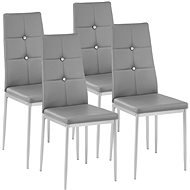 4× Jídelní židle, ozdobné kamínky, šedá - Jídelní židle