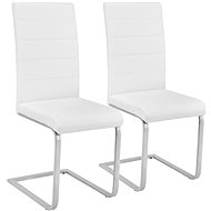 2x Jídelní židle, umělá kůže, bílá - Jídelní židle