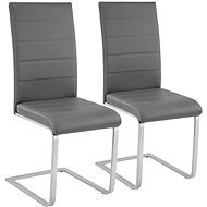 2× Jedálenská stolička, umelá koža, sivá - Jedálenská stolička