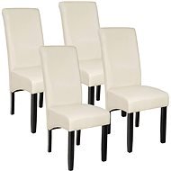 4× Jídelní židle ergonomické, masivní dřevo, krémová - Jídelní židle