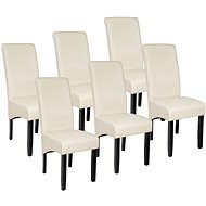 6× Jedálenská stolička ergonomická, masívne drevo, krémová - Jedálenská stolička
