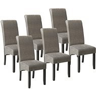 6× Jídelní židle ergonomické, masivní dřevo, mramorová šedá - Jídelní židle