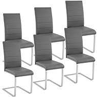 6× Jídelní židle, umělá kůže, šedá - Jídelní židle