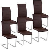 6× Jedálenská stolička, umelá koža, hnedá - Jedálenská stolička