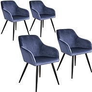 4× Židle Marilyn sametový vzhled černá, modro, černá - Jídelní židle