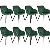 8× Židle Marilyn sametový vzhled černá, tmavě zelená/černá - Jídelní židle