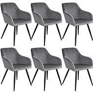 6× Židle Marilyn sametový vzhled černá, šedo, černá - Jídelní židle