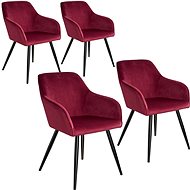 4× Židle Marilyn sametový vzhled černá, vínová/černá - Jídelní židle