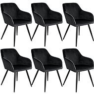 6× Židle Marilyn sametový vzhled černá, černá - Jídelní židle