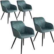 4× Židle Marilyn Stoff, modro, černá - Jídelní židle