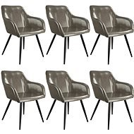 6× Židle Marilyn umělá kůže, tmavě šedá-černá - Jídelní židle