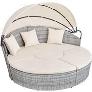 TECTAKE Postel zahradní se stříškou Santorin, světle šedá - Garden Bed