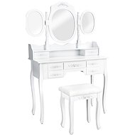 Cosmetic dressing table Baroque mirror and stool white - Dressing Table