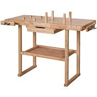 Dielenský stôl Ponk1 drevený so zverákmi hnedý - Pracovný stôl