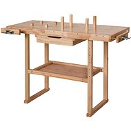 Workshop table Ponk1 wooden with vices brown - Workbench