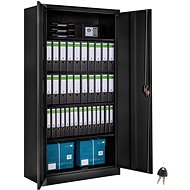 Tectake Metal filing cabinet for files 5 compartments, black,90 cm - Office Drawer