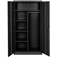 Tectake Metal shelf cabinet 6 compartments, black,90 cm - Office Drawer