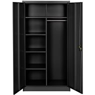 Tectake Metal shelf cabinet 6 compartments, black, 80 cm - Office Drawer