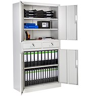 Tectake Metal filing cabinet 2 drawers, light grey - Office Drawer