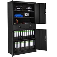 Tectake Metal filing cabinet 2 drawers, black/black - Office Drawer