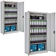 Tectake 2x Metal filing cabinet 5 compartments 180x90x40cm, grey - Office Drawer
